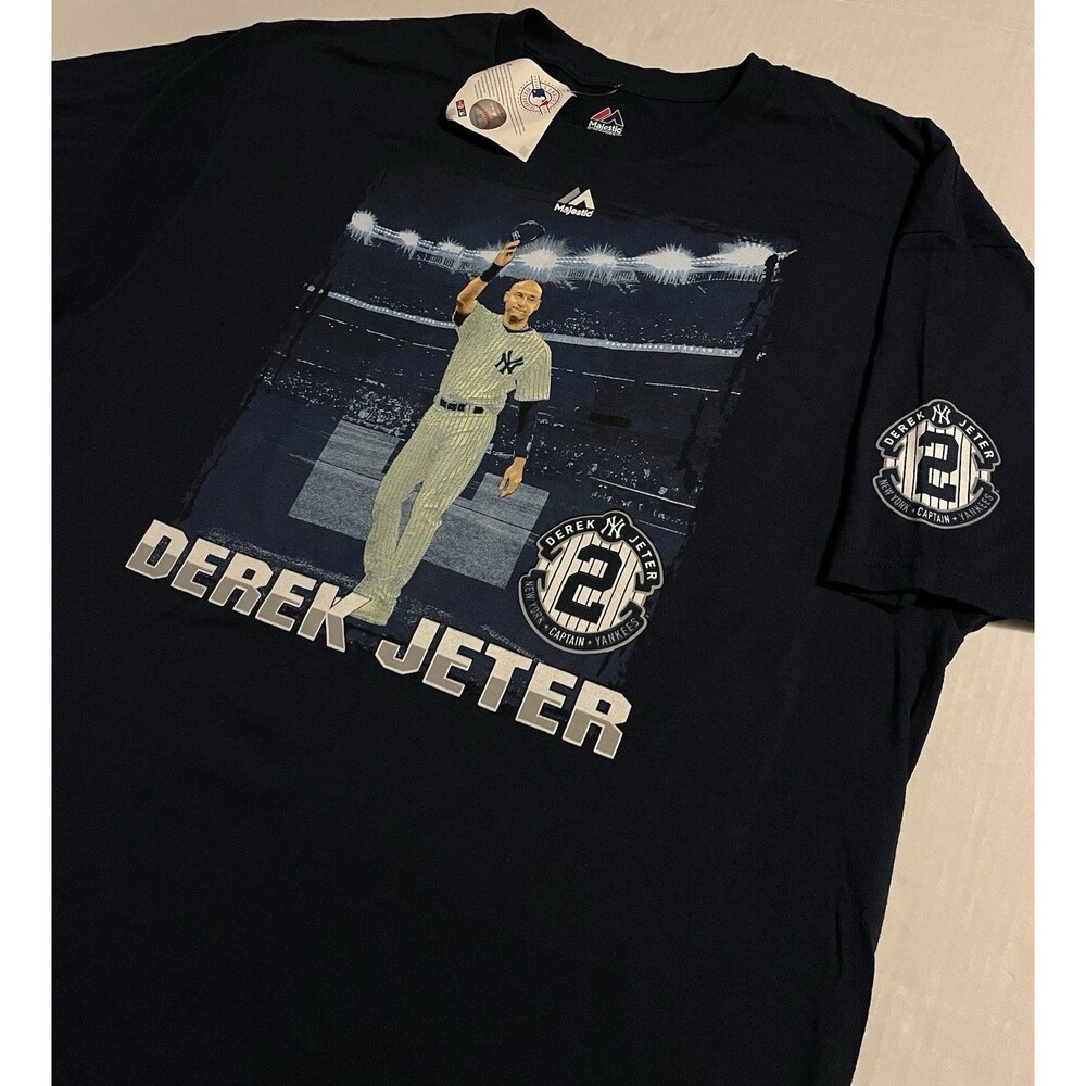NWT Majestic 2014 Derek Jeter Day New York Yankees MLB T-Shirt XL Captain Blue